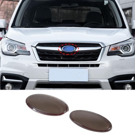 Smoked Front Grille Tailgate Emblems Trim Cover Compatible with Subaru Forester 2013-2018, Oval Emblem Decorative Overlay, Front Rear Logo Cover Trim Accessories (Transparent Gray)