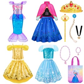 Meland Princess Dress Up - Princess Dresses for Girls with Princess Toys, Dress Up Clothes for Little Girls (Mermaid)