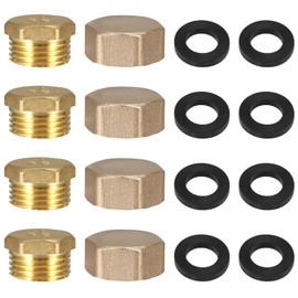 Pack of 8 Blanking Plugs 1/2 Inch Sealing Cap Brass Cap with Seal Rubber Internal Thread End Cap Angle Valve Cap Blind Plug Water Pipe