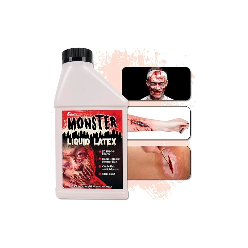 Látex Monstruo líquido, pinta 16 onzas, crea Monster/Piel Zombie y