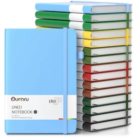 Oucaru Lined Journal Notebook, 16 Pack, 180 Pages, A5 Journals for Writing, 100 GSM Thick Paper, Small Notebooks Daily Journal for Women Men Work, Business, School, Travel Supplies