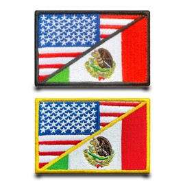 2 Pcs Mexico USA Flag Patch Tactical Embroidered Fastener Iron On Sew On Applique Emblem Military Patches for Backpacks Clothes,Jeans,Caps,Jacket,Vest,Bags,Hats,