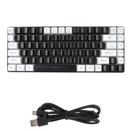 Gaming Keyboard Type C 84 Keys RGB Backlit Ergonomically Curved Quiet Wired Keyboard for Family Office Editing Black