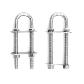 QWORK Marine Boat Stern Eye Tie Down U Bolt, 2 Pack, 3/8" Dia, 3-1/2" Thread Length, Stainless Steel