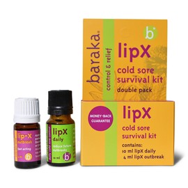 Baraka LipX Survival Kit - Natural Cold Sore & Lip Blister Remedy - Made with Tea Tree, Hyssop Decumbens, Melissa, Palmarosa, Lavandin, Eucalyptus, & Sesame Essential Oils - Organic Oil Remedy Kit