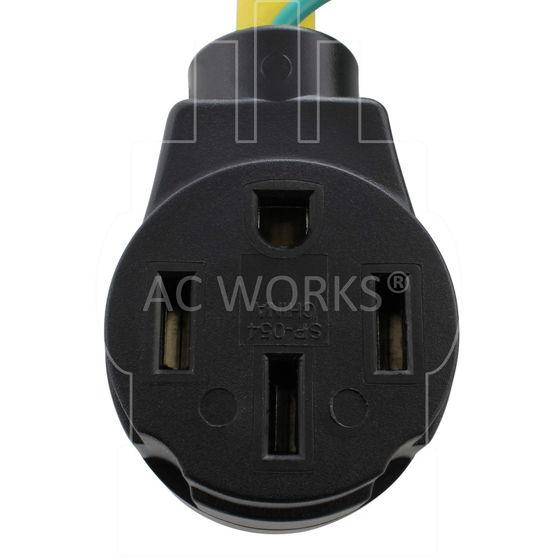 AC WORKS RV/EV 14-50R 50-Amp Adapter (3-Prong 50A Range Outlet