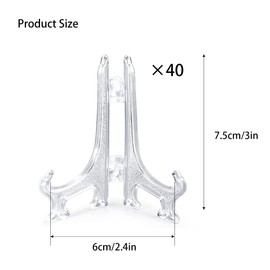 Chihutown 40 Pieces 3" Mini Plastic Easel Stands, Clear Little Plate Display Stands for Display Picture, Easel, Small Easel Plate Display Holders for Home Decoration, Party