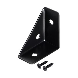 sourcing map 4 Pieces Angle Corner Brackets 38mm x 38mm Cold Rolled Steel Braces Connection Support for Desk Bed Edge Black