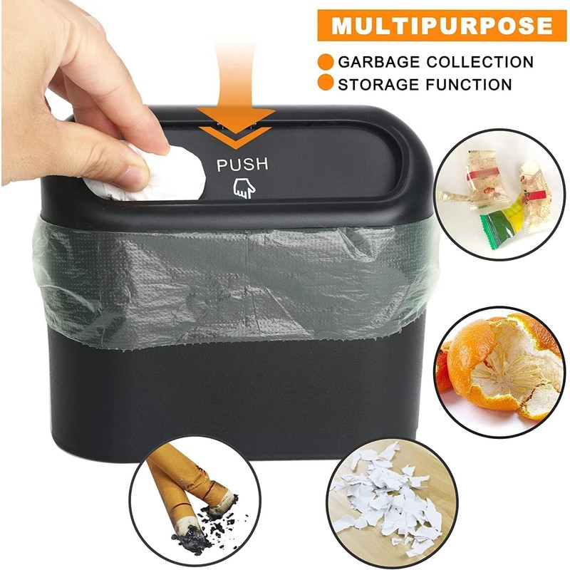 Car Trash Can, 2 Mini Car Accessories with Lid and