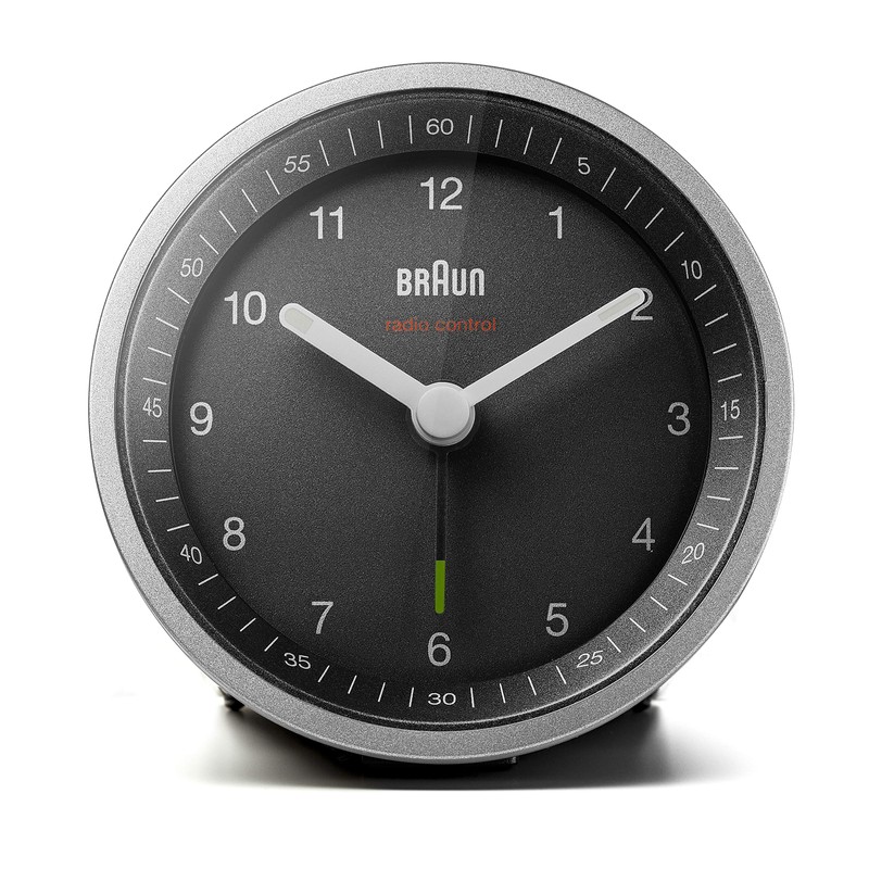 Braun Radio-Controlled Alarm Clock, Plastic, Black/Silver, Normal