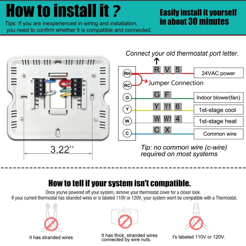 Suuwer 5-1-1 Day Programmable Thermostats for Home 1 Heat/ 1