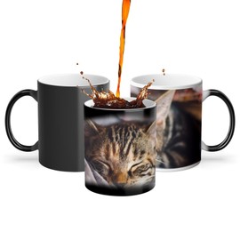 Thermoreagierende Tasse Magische Tasse – schlafende Tiger-Kätzchen, niedlich, Relax Chill – 325 ml