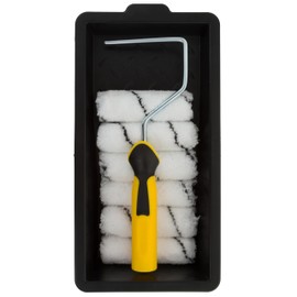 Coral 43400 Easy Coater Paint Mini Roller Kit with Microfibre Covers for Emulsion 4 inch 8 Piece Pack Set