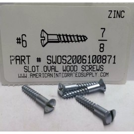 AMERICANINTEGRATEDSUPPLY.COM #6x7/8 Oval Head Slotted Wood Screws Steel Zinc Plated (25)