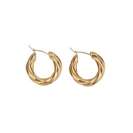 IVANI Gold Earrings for Women - Lightweight 18K Gold Plated Honey Cruller Hoop Earring, Small Hoop Earrings Women - Dainty Earrings Gold Hypoallergenic Earrings, Trendy Earrings Jewelry Gifts