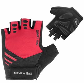 Zweii ½ Sports Men Women Cycling Gloves Half Finger Breathable Leisure Summer Cycling Fitness Gloves Gel Padding Breathable Non-Slip Outdoor MTB Training Gloves (M, Red)