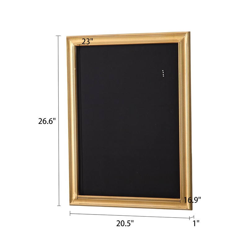 SOFE 21x27 Gold Wood Framed Linen Bulletin Board, Black Pin