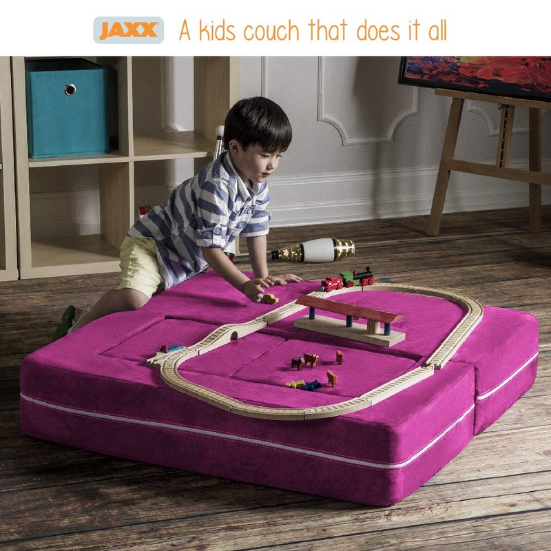 Jaxx Zipline Kids Modular Loveseat & Ottomans/Fold Out Lounger, Blueberry