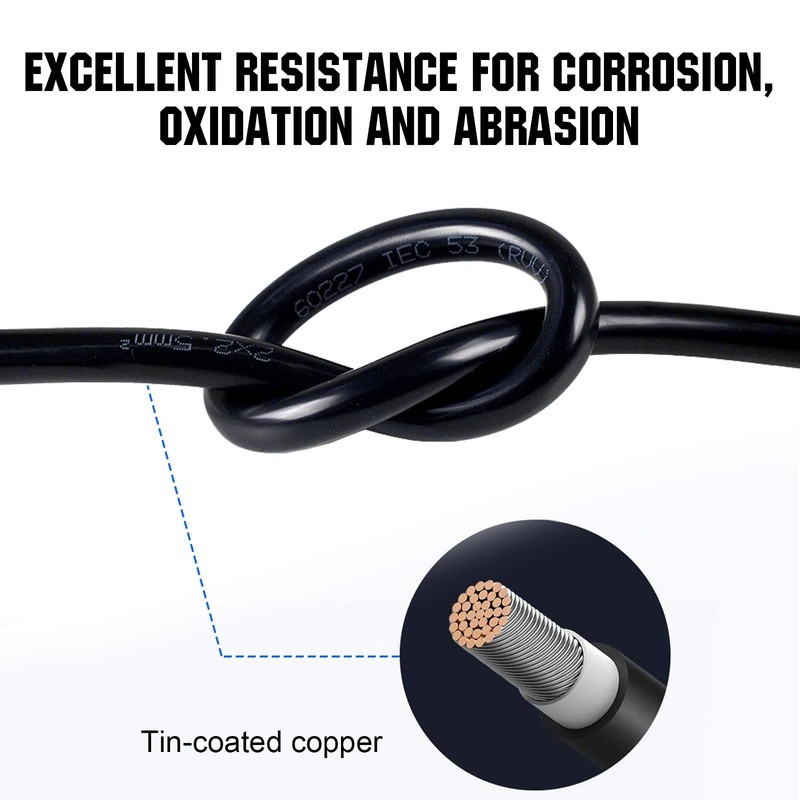 ECO-WORTHY 2AWG Battery Cable with 5/16'' Lug Terminals 12inch Cables