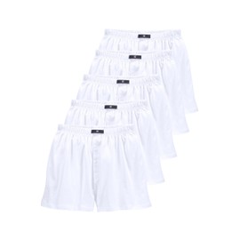 H.I.S Men’s Wide Boxer Shorts Classic Cut 5 Pack - White Plain, size: 9