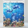 Simpomsy Dolphin Bathroom Curtains, Underwater Shower Curtain 180x180cm - Blue