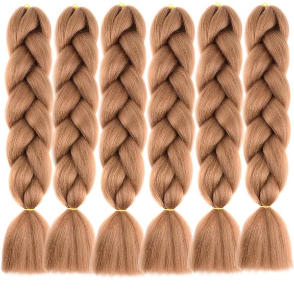 LDMY Synthetic Hair for Braiding, 6 Pieces/Pack, Synthetic Hair for Braiding, Colourful Hair for Braiding, 24 Inch Jumbo Braids Hair Extensions, 100 g/pc