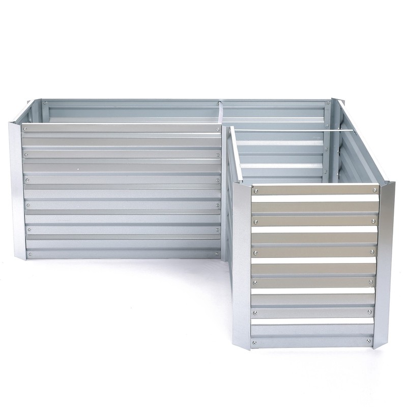 LuxenHome L-Shaped Galvanized Steel Raised Garden Bed