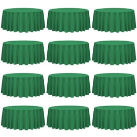 fani 12 Pack Round Tablecloth 120 Inch Polyester Green Tablecloth for Round Table,Washable Fabric Table Cover for Wedding Party Dining Table Buffet Banquet Restaurant and Camping