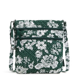 Vera Bradley Iconic Triple Zip Hipster, Signature Cotton, Dk Green/White Rain Garden