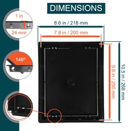ECOPRO VENT 8" x 10" Black Plastic Access Panel. Service Shaft Door Panel. Plumbing, Electricity, Heating, Alarm Wall Access Panel for Drywall. Bathroom Services Access Hole Cover.