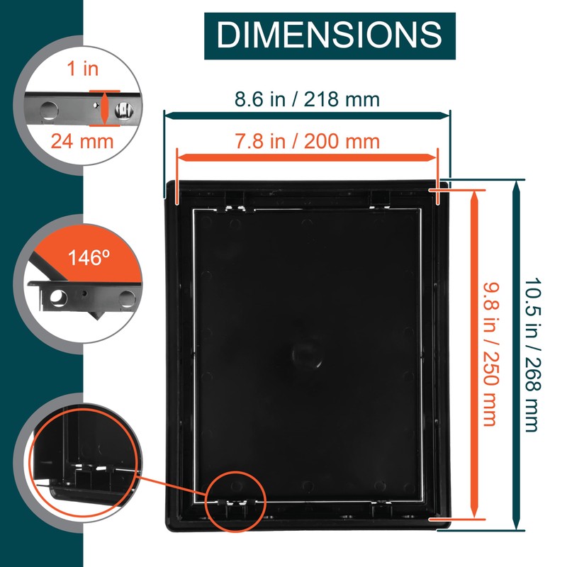 ECOPRO VENT 8" x 10" Black Plastic Access Panel. Service