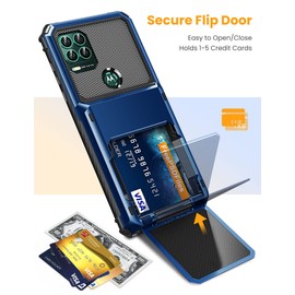 TITACUTE for Moto G Stylus 5G 2021 Case Wallet 5 Credit Card Holder Flip Cover Design ID Slot Back Pocket Dual Layer Anti-Scratch Hard Shell Tough Protective Bumper for Moto G Stylus 5G 2021 Blue