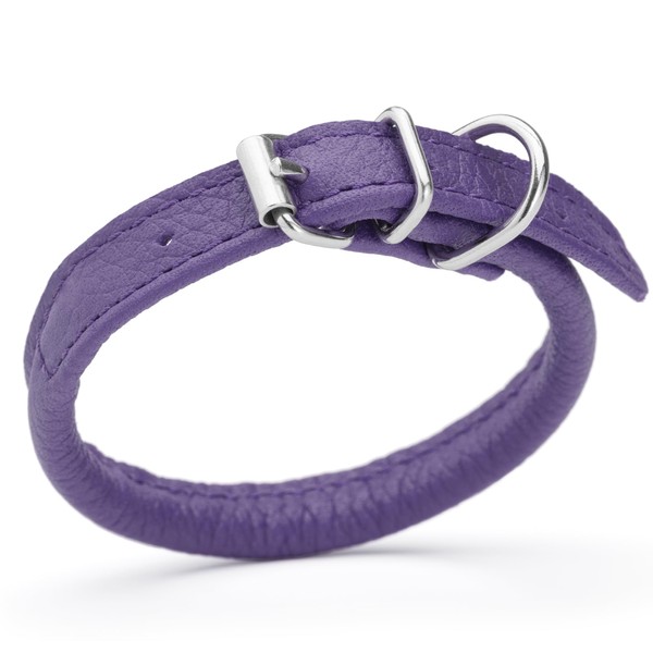 Dogline Soft and Padded Rolled Round Leather Collar for Dogs