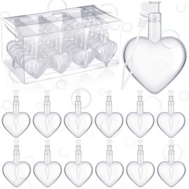 Gemscream 24 Pieces Valentines Day Heart Bubble Wands Bulk Mini Bubble Wands Favors Valentine's Day Mix Bulk Toys Gift for Party Wedding Adults(White)