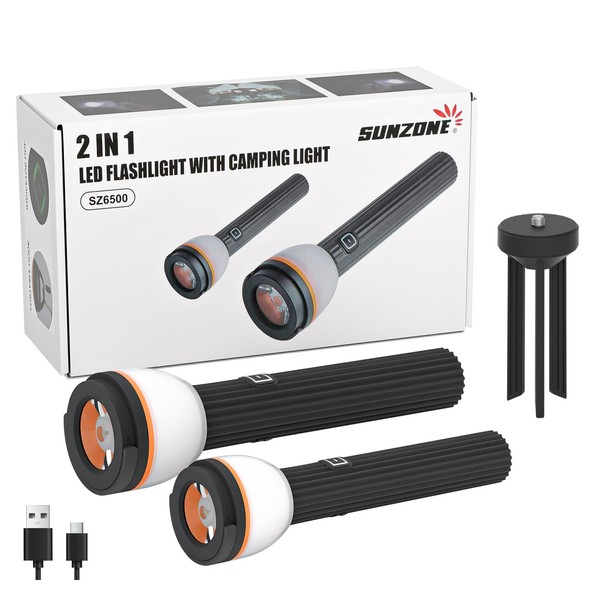 SUNZONE 2 in 1 LED Mini Camping Floodlights Rechargeable Flashlights,