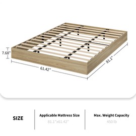 GAOMON Full Size Solid Wood Platform Bed Frame, Sleek Modern Minimalist Floor-Standing Bed Frame with Durable Wooden Slats | Noise-Free, Floor Bed Frame, Easy Assembly for Cozy Guest Room