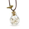Dandelion Leather Necklace Bird Real Boro Glass & Dandelion