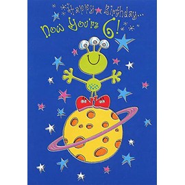 Designer Greetings Alien with Red Sneakers Age 6 / 6th Birthday Card for Boy