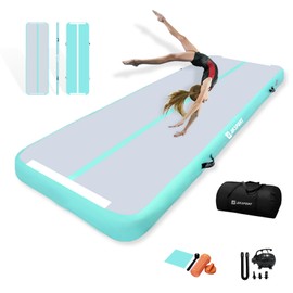 AKSPORT Inflatable Gymnatsics Mat Tumble Track 10ft 13ft 16ft 20ft 23ft Air Tumbling Mat with Air Pump for Home Use/Training/Cheerleading/Yoga