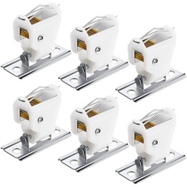 Jetec 6 Pieces White Roman Shade Cord Lock Dual Brass Wheels Stainless Steel Bracket Swivel Type Hold up to 3 Cords Austrian Shade Window Blind Lock for Pleated Shades Woven Wood Shades Bamboo Blinds
