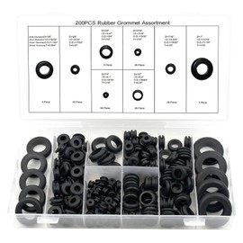 200 Pcs Rubber Grommets for Wiring - 8 Sizes (1/4", 5/16", 3/8", 7/16", 1/2", 5/8", 7/8", 1") Hole Rubber Grommet Assortment Kit for Wire