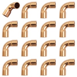 16pcs 90 Degree Angle Copper Pipe Fitting Soldering ID Connector for HVAC Cooling Appliances (1/4")