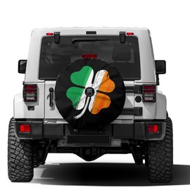 Foruidea Irish Shamrock Spare Tire Cover with Backup Camera Hole Wheel Tire Cover Fit Trailer, RV, SUV and Many Vehicle 17inch