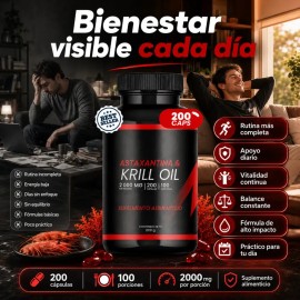 Suplemento De Astaxantina Y Krill Oil 2000 Mg 200 Cápsulas