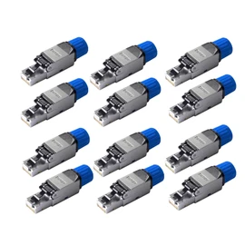 Davonpha Cat8 Tool-Free RJ45 Connectors 12-Pack - Shielded Industrial Ethernet Plugs for 40Gbps/2000MHz, 22-26 AWG Cat8/Cat7/Cat6a Cables, PoE++ Ready with Full Metal Shielding (Cat8 12-Pack)