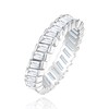 Uloveido White Emerald Cut Baguette Cubic Zirconia Wavy Eternity Band
