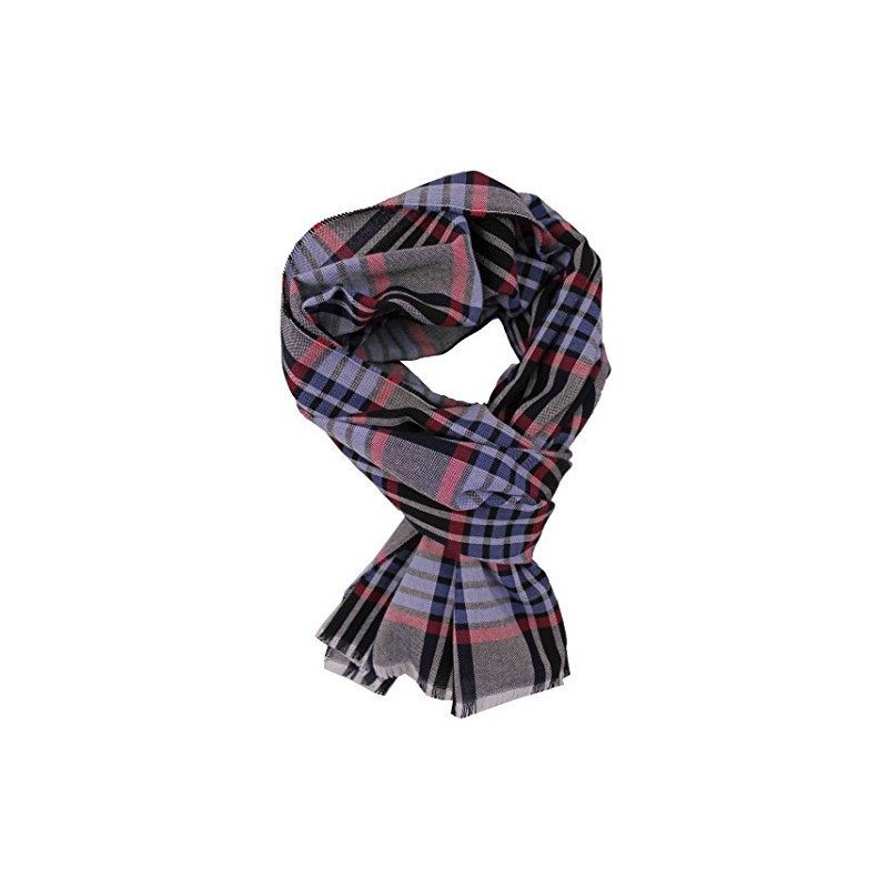 Rotfuchs Men's Cotton Scarf Checked Black Blue Red Summer Scarf,