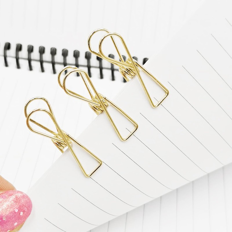 50PCS Small Gold Paper Clips, Multi-Purpose Metal Wire Hollow Invoice