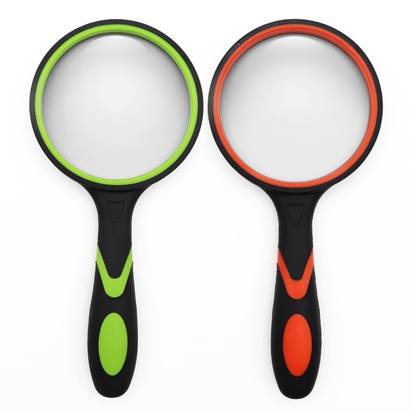 SHENGQIDZ 2 Pack 75mm 10X Handheld Magnifying Glass Shatterproof Reading