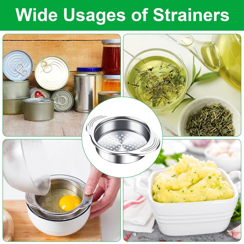 2 Pcs Metal Tuna Can Strainer, Stainless Steel Strainer, Food